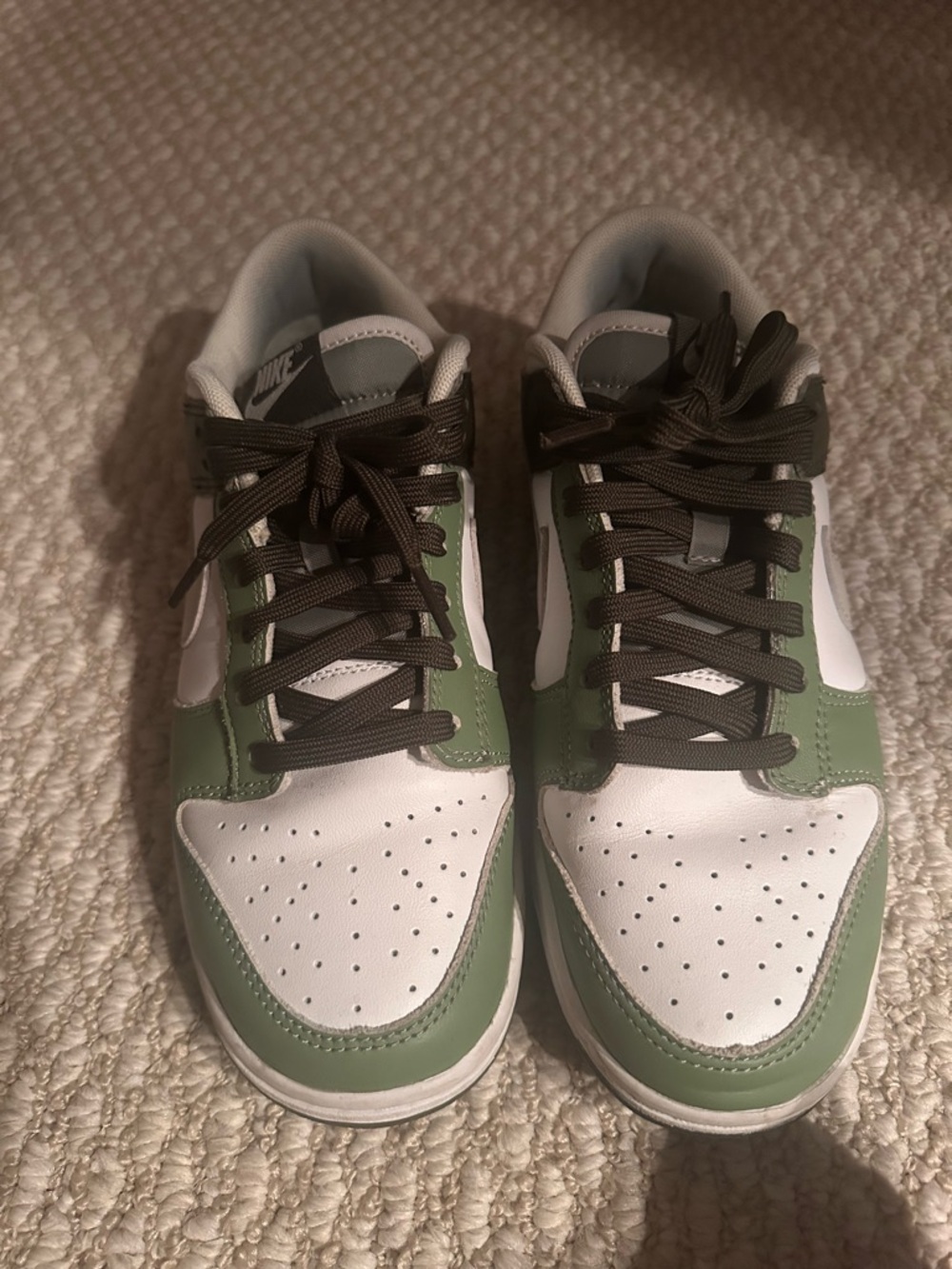 Nike Dunks Low-Top Sneakers in White and Green